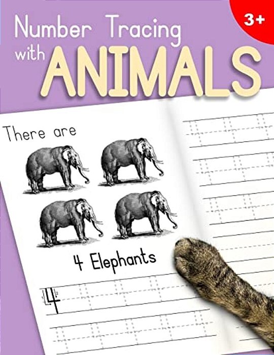 Number Tracing With Animals: Learn The Numbers - Number And Counting Practice Workbook For Children In Preschool And Kindergarten - Lavender-Peach Cov-..