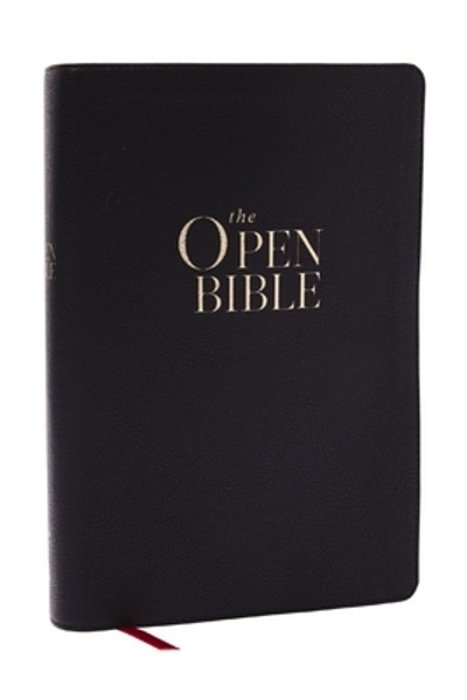 The Open Bible: Read And Discover The Bible For Yourself (Nkjv, Black Leathersoft, Red Letter, Comfort Print, Thumb Indexed)-..