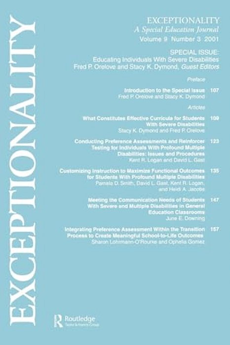 Educating Individuals With Severe Disabilities: A Special Issue Of Exceptionality-..