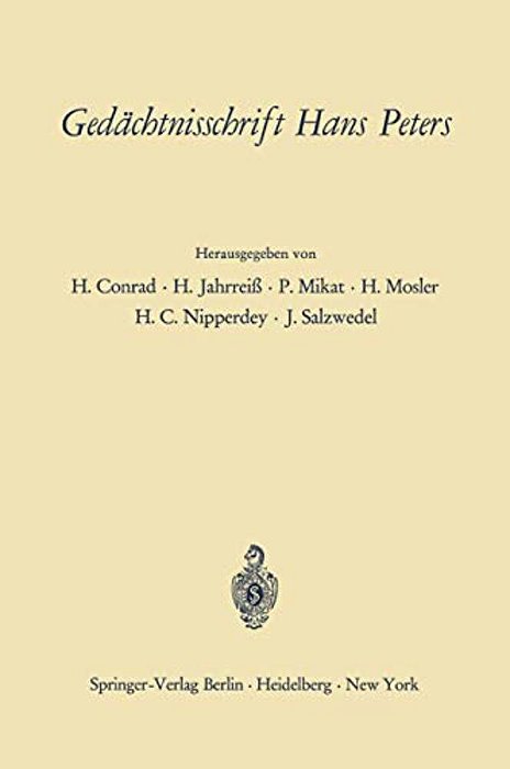 Gedächtnisschrift Hans Peters-..