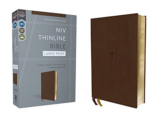 Niv, Thinline Bible, Large Print, Leathersoft, Brown, Red Letter, Comfort Print-..