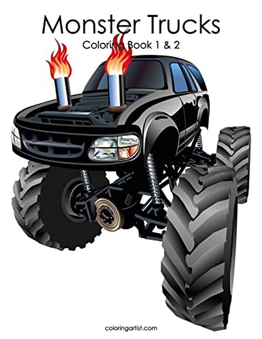 Monster Trucks Coloring Book 1 & 2-..