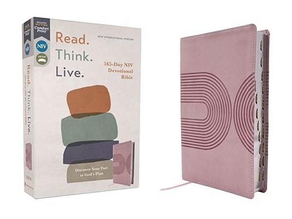 Niv, Read. Think. Live., Leathersoft, Pink, Thumb Indexed, Comfort Print: 365-Day Niv Devotional Bible - Discover Your Part In God's Plan-..