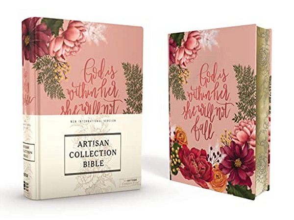 Niv, Artisan Collection Bible, Cloth Over Board, Pink Floral, Designed Edges Under Gilding, Red Letter Edition, Comfort Print-..