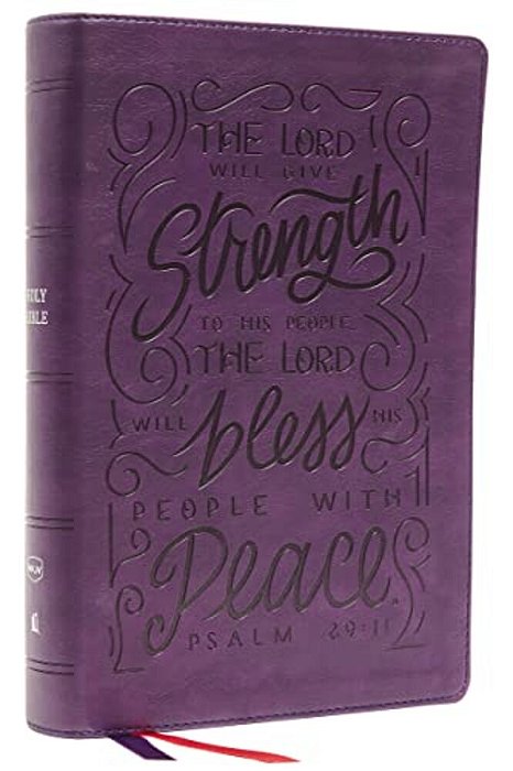 Nkjv, Giant Print Center-Column Reference Bible, Verse Art Cover Collection, Leathersoft, Purple, Thumb Indexed, Red Letter, Comfort Print: Holy Bible-..