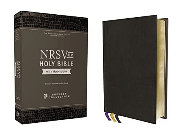 Nrsvue, Holy Bible With Apocrypha, Premium Goatskin Leather, Black, Premier Collection, Art Gilded Edges, Comfort Print-..