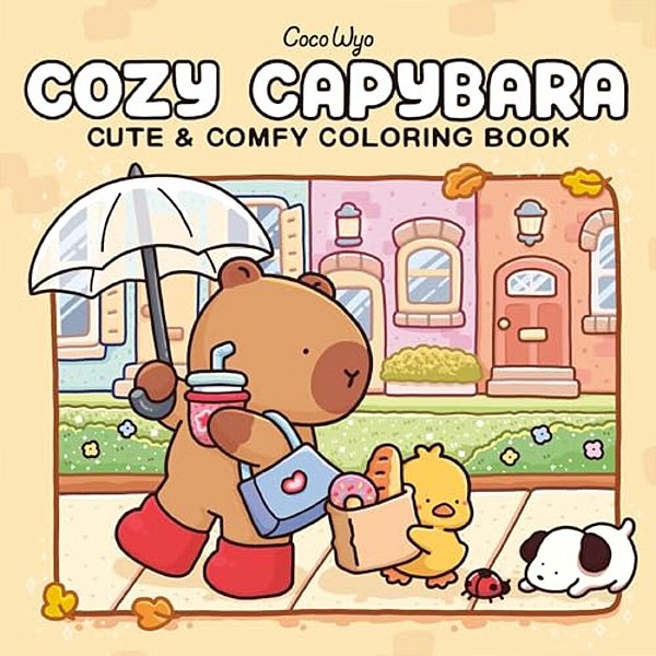Cozy Capybara: Coloring Book For Adults And Kids-..