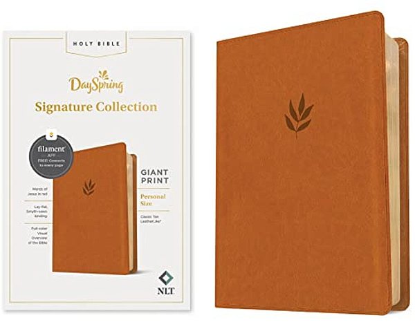 Nlt Personal Size Giant Print Bible, Dayspring Signature Collection, Filament Enabled (Leatherlike, Classic Tan, Red Letter)-..