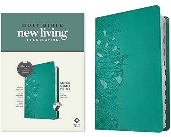 Nlt Super Giant Print Bible, Filament Enabled (Leatherlike, Peony Rich Teal, Indexed, Red Letter)-..