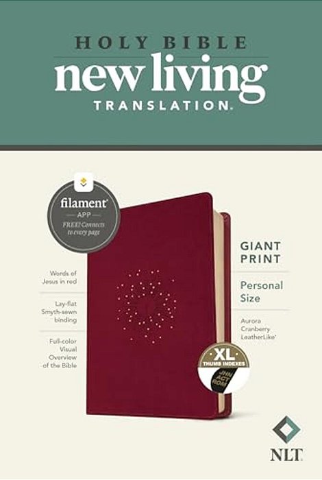Nlt Personal Size Giant Print Bible, Filament Enabled (Leatherlike, Aurora Cranberry, Indexed, Red Letter)-..