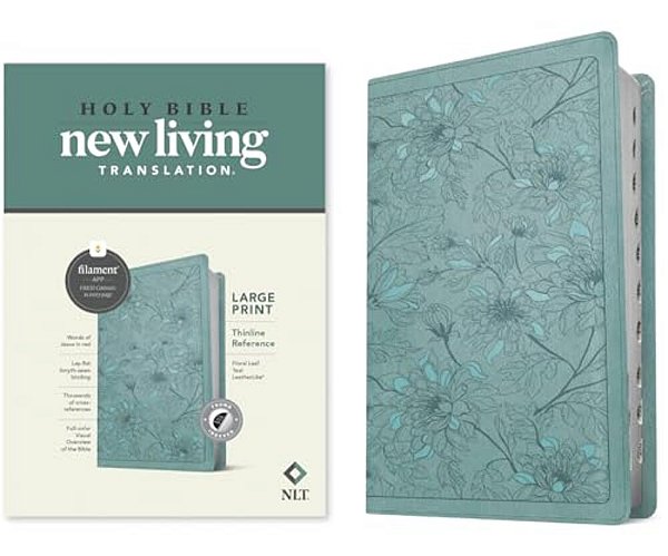Nlt Large Print Thinline Reference Bible, Filament Enabled Edition (Red Letter, Leatherlike, Floral/Teal, Indexed)-..