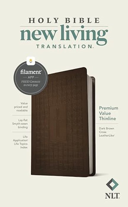 Nlt Premium Value Thinline Bible, Filament Enabled (Leatherlike, Dark Brown Cross)-..