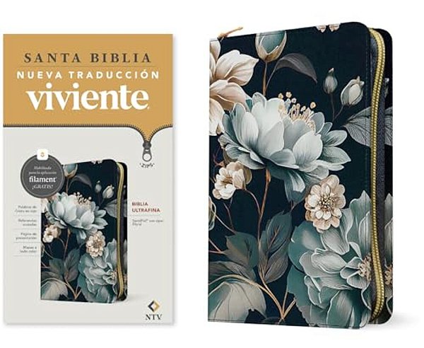 Biblia Ultrafina Ntv De Zíper, Con Filament (Sentipiel, Floral, Letra Roja)-..