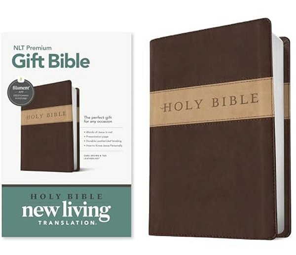Premium Gift Bible Nlt, Filament Enabled, Tutone (Leatherlike, Dark Brown/Tan, Red Letter)-..