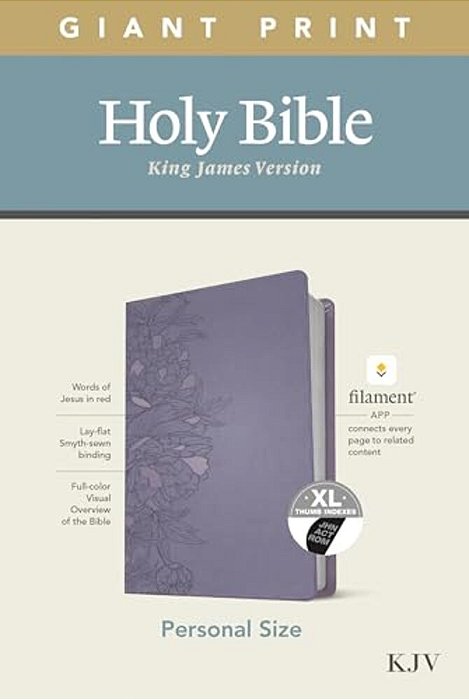Kjv Personal Size Giant Print Bible, Filament Enabled Edition (Leatherlike, Peony Lavender, Indexed)-..