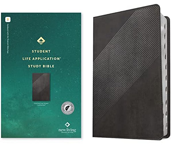 Nlt Student Life Application Study Bible, Filament Enabled (Leatherlike, Charcoal Gray Striped, Indexed, Red Letter)-..