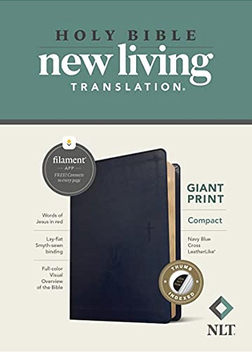 Nlt Compact Giant Print Bible, Filament Enabled (Leatherlike, Navy Blue Cross, Indexed, Red Letter)-..