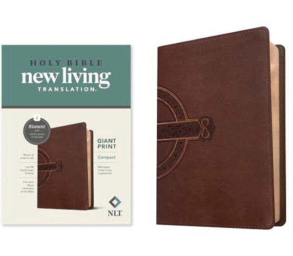 Nlt Compact Giant Print Bible, Filament Enabled (Leatherlike, Mahogany Celtic Cross, Red Letter)-..