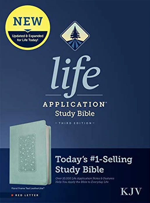 Kjv Life Application Study Bible, Third Edition (Leatherlike, Floral Frame Teal, Red Letter)-..