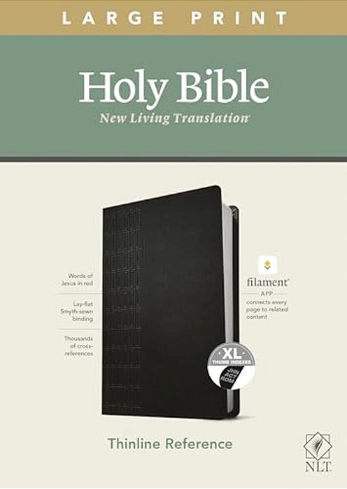 Nlt Large Print Thinline Reference Bible, Filament Enabled Edition (Red Letter, Leatherlike, Black, Indexed)-..