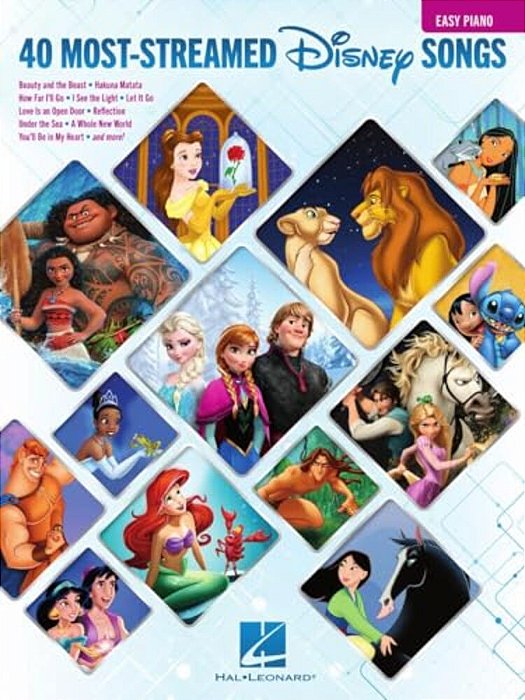 The 40 Most-Streamed Disney Songs: Easy Disney Piano Sheet Music Songbook For Beginners-..