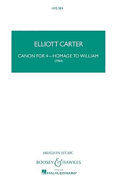 Canon For 4 - Homage To William: For Flute, Bb Bass Clarinet, Violin And Cello-..