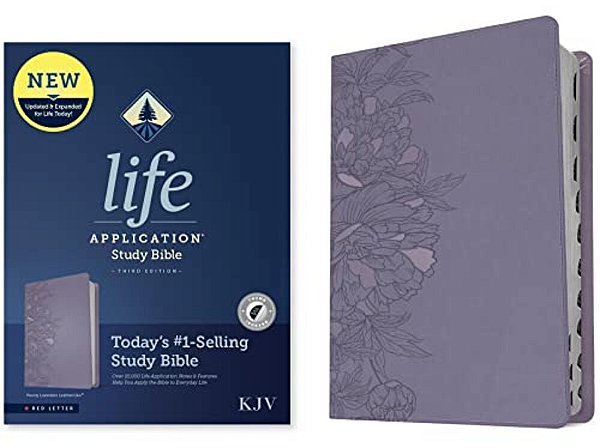Kjv Life Application Study Bible, Third Edition (Leatherlike, Peony Lavender, Indexed, Red Letter)-..