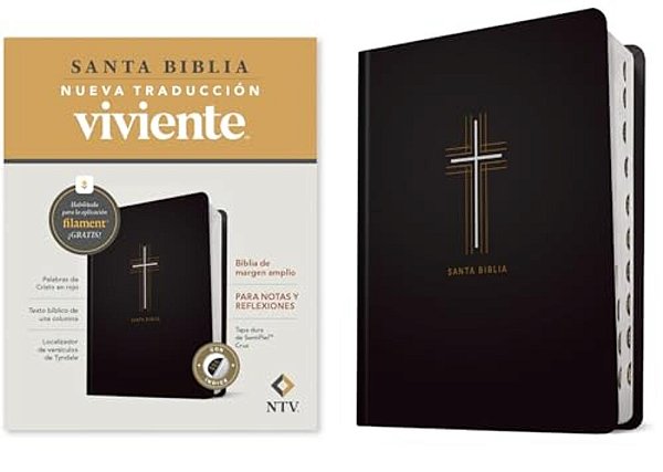 Biblia De Margen Amplio Ntv Con Filament (Tapa Dura De Sentipiel, Cruz, Índice, Letra Roja)-..