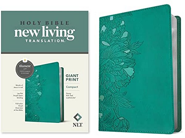 Nlt Compact Giant Print Bible, Filament Enabled (Leatherlike, Peony Rich Teal, Red Letter)-..