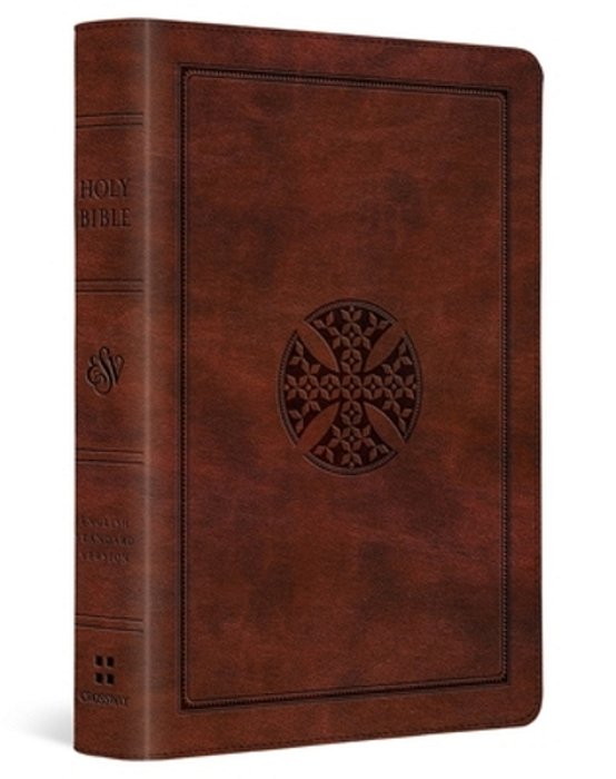 Esv Large Print Compact Bible, Red Letter (Trutone, Brown, Mosaic Cross Design)-..