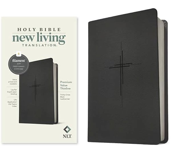 Nlt Premium Value Thinline Bible, Filament Enabled (Leatherlike, Trinity Cross Black)-..