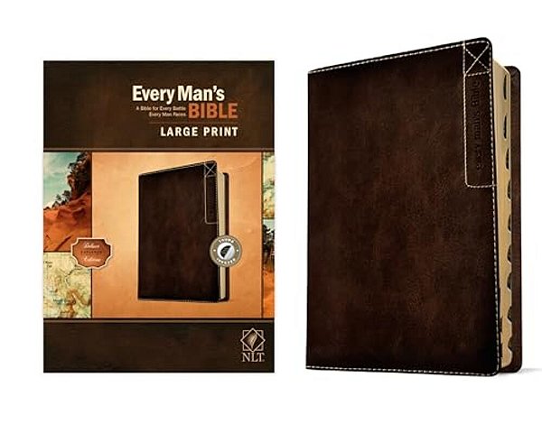 Every Man's Bible Nlt, Large Print, Deluxe Explorer Edition (Leatherlike, Rustic Brown, Indexed)-..