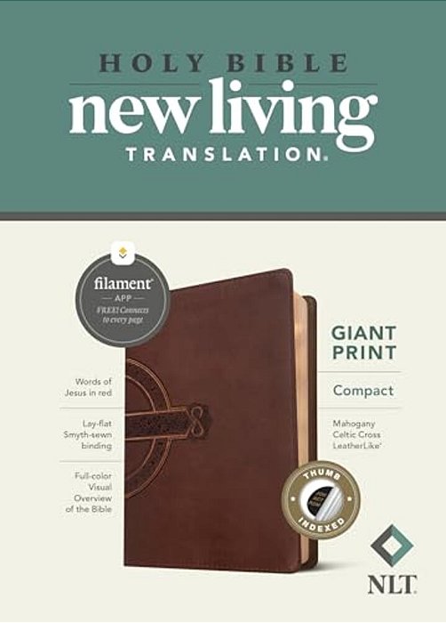 Nlt Compact Giant Print Bible, Filament Enabled (Leatherlike, Mahogany Celtic Cross, Indexed, Red Letter)-..