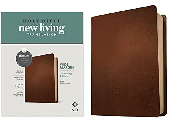 Nlt Wide Margin Bible, Filament Enabled (Genuine Leather, Brown, Red Letter)-..