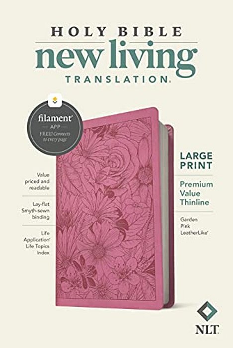 Nlt Large Print Premium Value Thinline Bible, Filament Enabled (Leatherlike, Garden Pink)-..