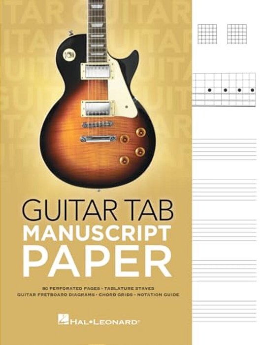 Guitar Tab Manuscript Paper Spiral-Bound Notebook For Guitarists 80 Pages With Tablature Staves Chord Grids & Fretboard Diagrams Music Composition & S-..