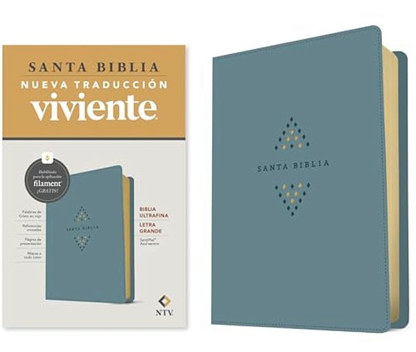 Biblia Ultrafina Ntv, Letra Grande Con Filament (Sentipiel, Azul Sereno, Letra Roja)-..