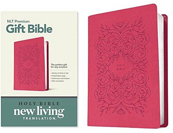 Premium Gift Bible Nlt (Leatherlike, Very Berry Pink Vines, Red Letter)-..