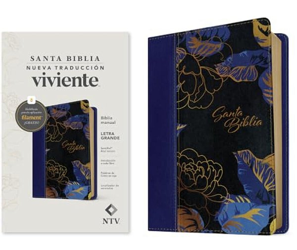 Biblia Manual Ntv, Letra Grande Con Filament (Sentipiel, Azul Oscuro, Letra Roja)-..