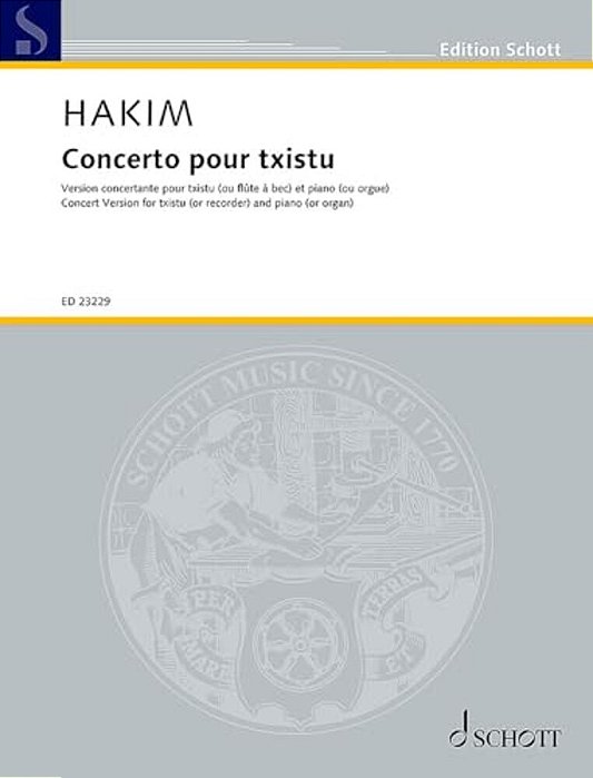 Concerto Pour Txistu (Or Recorder) And Piano (Or Organ)-..