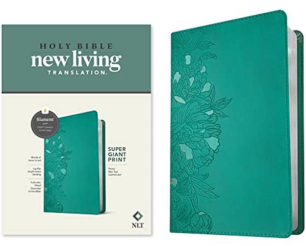 Nlt Super Giant Print Bible, Filament Enabled (Leatherlike, Peony Rich Teal, Red Letter)-..