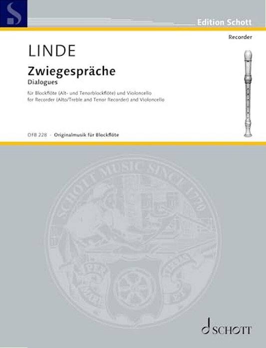 Linde: Dialogues For Recorder (Alto/Tenor) And Cello Performing Score-..