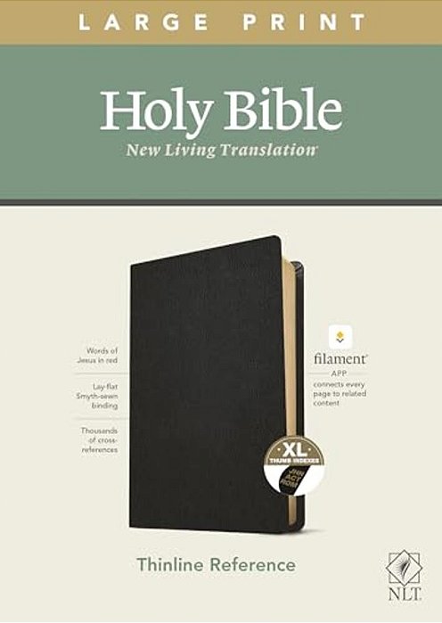 Nlt Large Print Thinline Reference Bible, Filament Enabled Edition (Red Letter, Genuine Leather, Black, Indexed)-..