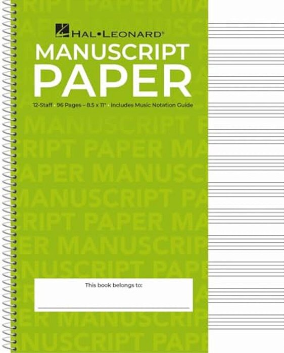 Standard Wirebound Manuscript Paper Green Cover 12 Staves Per Page Music Notation Guide For Composers Students And Musicians Hal Leonard Spiral-Bound-..