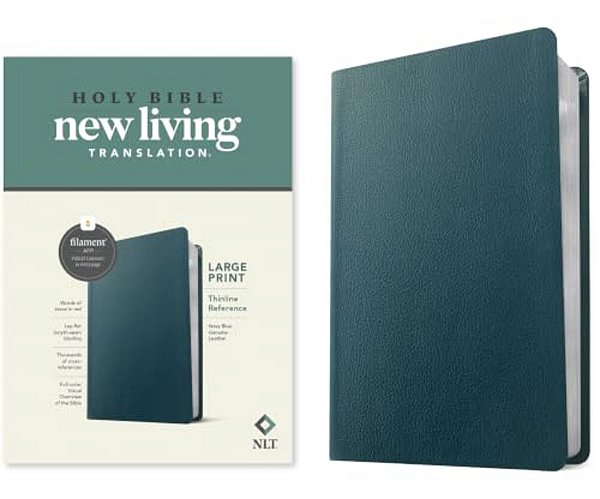 Nlt Large Print Thinline Reference Bible, Filament Enabled Edition (Red Letter, Genuine Leather, Blue)-..