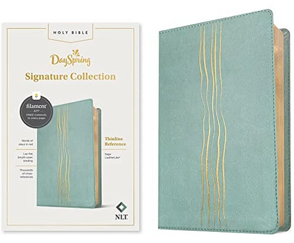 Nlt Thinline Reference Bible, Dayspring Signature Collection, Filament Enabled (Leatherlike, Sage, Red Letter)-..