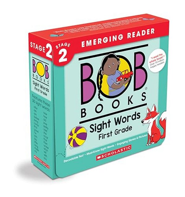 Bob Books - Sight Words First Grade Box Set Of 10 Paperbacks Decodable Phonics Books, Ages 4 And Up, First Grade, Flashcards (Stage 2: Emerging Reader-..