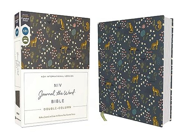 Niv, Journal The Word Bible (Perfect For Note-Taking), Double-Column, Cloth Over Board, Navy Floral, Red Letter, Comfort Print: Reflect, Take Notes, O-..