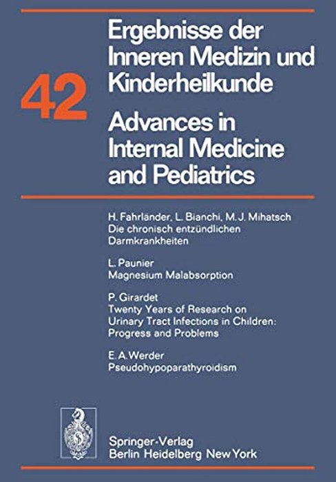 Ergebnisse Der Inneren Medizin Und Kinderheilkunde/Advances In Internal Medicine And Pediatrics-..