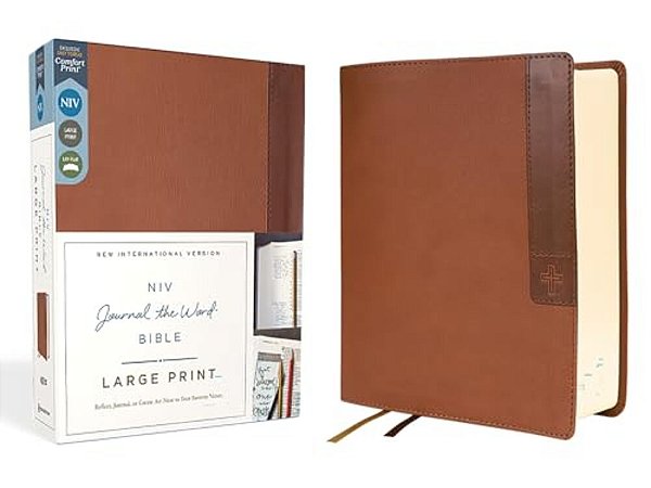 Niv, Journal The Word Bible (Perfect For Note-Taking), Large Print, Leathersoft, Brown, Red Letter, Comfort Print: Reflect, Take Notes, Or Create Art-..
